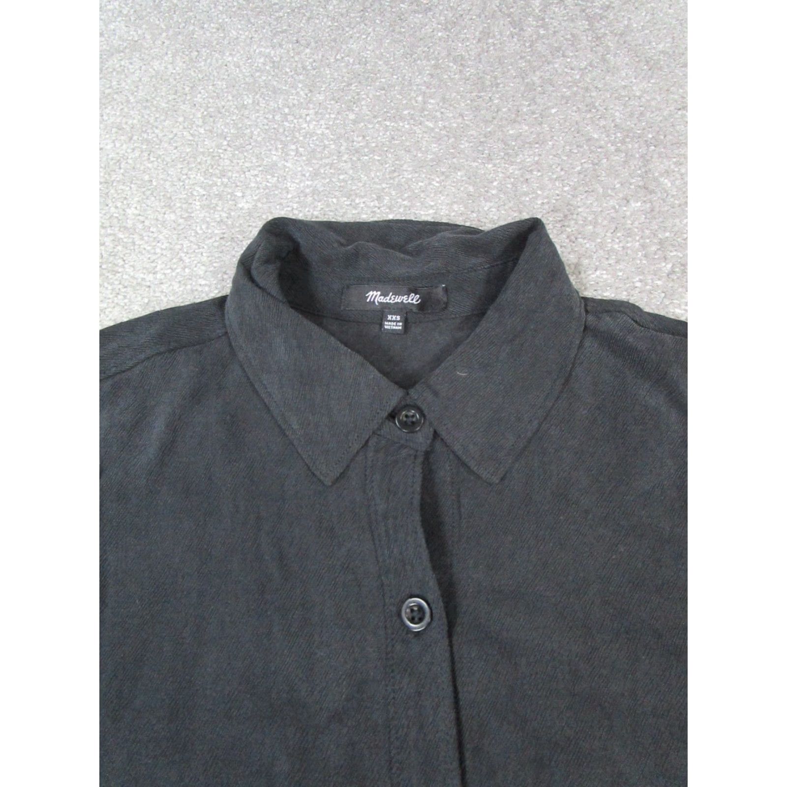 Madewell VINTAGE Madewell Black Button-Up Shirt Womens 3XS Long Sleeve Collared Lyocell Basic Size XXS / US 00 / IT 34 - 2 Thumbnail