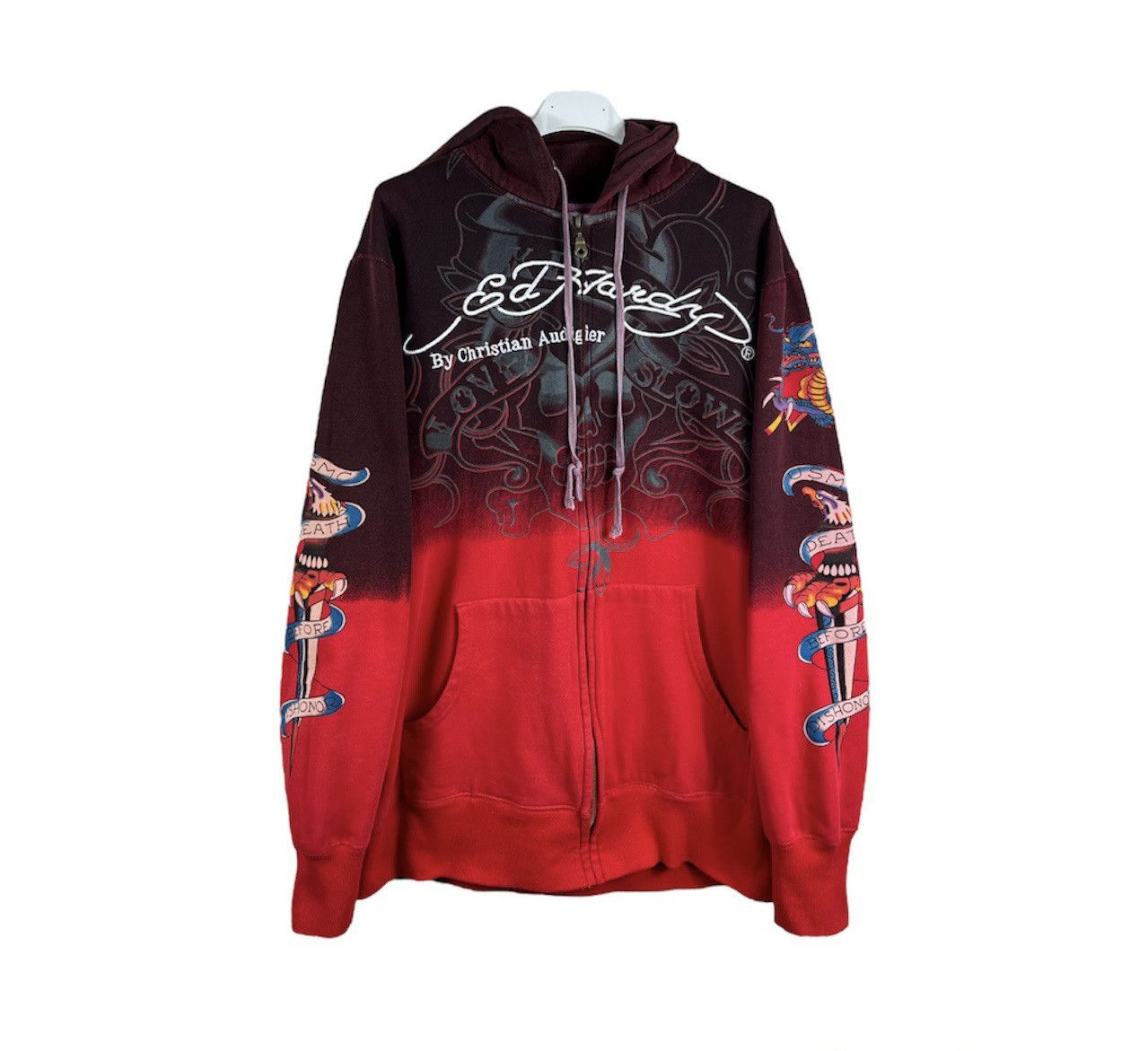 Vintage Ed Hardy Christian Audigier y2k zip hoodie ombre