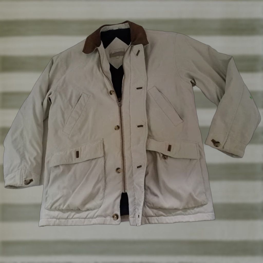 Vintage VINTAGE Field master Jacket Outdoor Insulated zip&button Leather Collar & Trim Large Beige Men Regular L Shirt? Size US L / EU 52-54 / 3 - 1 Thumbnail