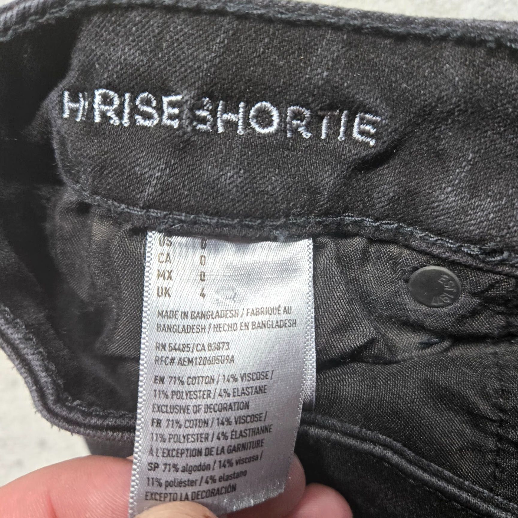 American Eagle Outfitters VINTAGE American Eagle Womens Denim Shorts 0 High Rise Cut-Off Stretch Black 90s Summer Women Size 25" / US 0 / IT 36 - 3 Thumbnail