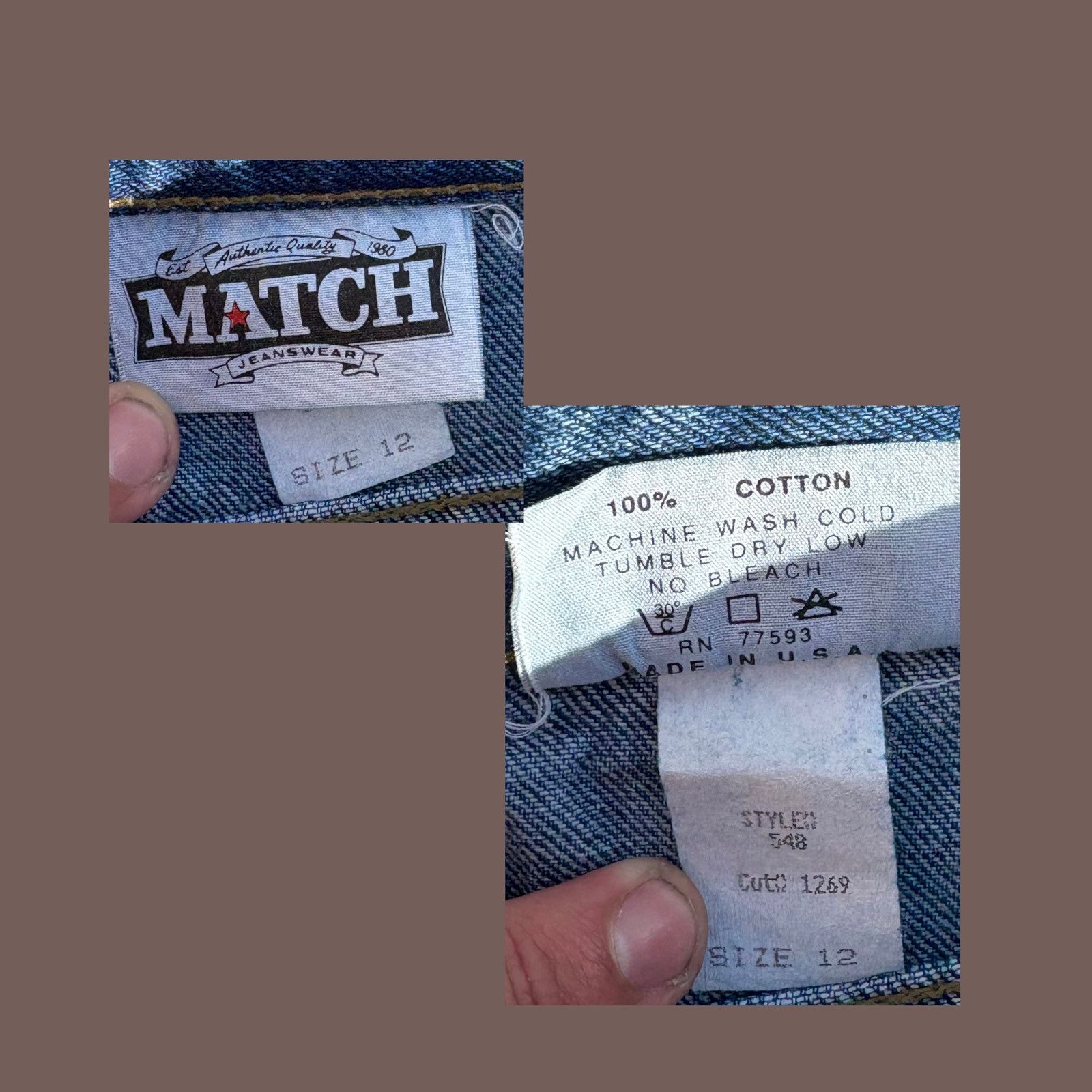 Vintage VTG Mom Jeans | Match Blue Denim | 90s Classic Size 34" / US 12 / IT 48 - 2 Thumbnail