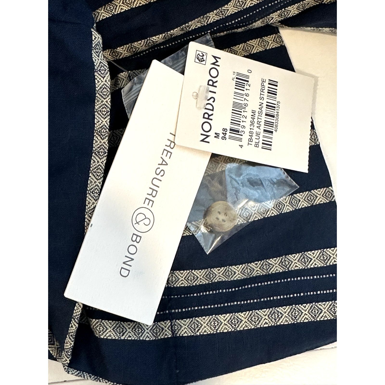 Treasure & Bond Treasure & Bond Blue Tan Striped Button Down Blouse M NWT Size M / US 6-8 / IT 42-44 - 7 Thumbnail