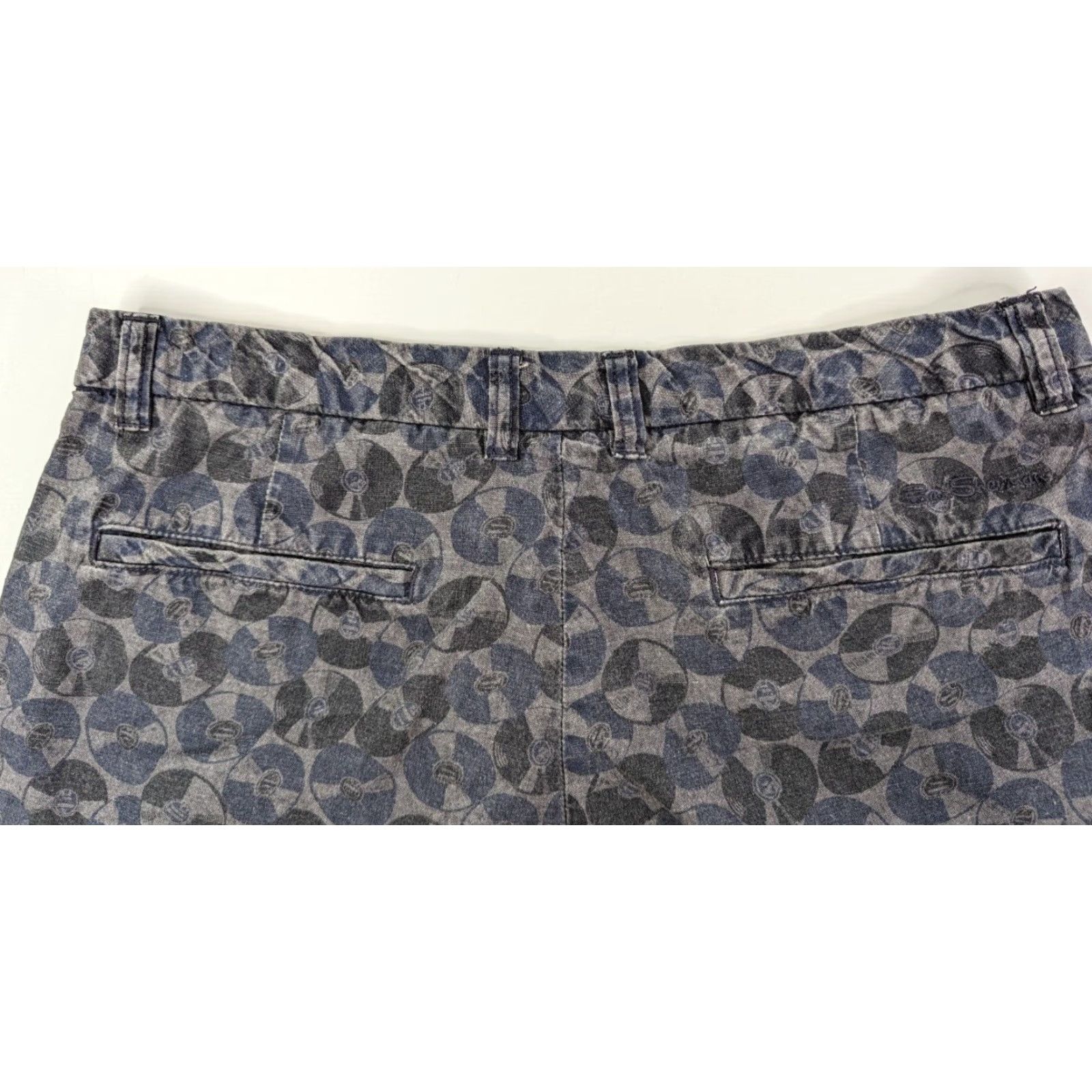 Ben Sherman Ben Sherman Chino Golf Shorts Vinyl Records Print Gray Blue Men 31 Cotton Size US 31 - 3 Thumbnail