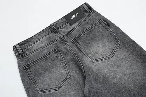 VIBE Men's washed patchwork workwear flared wide-leg jeans Size US 32 / EU 48 - 4 Thumbnail