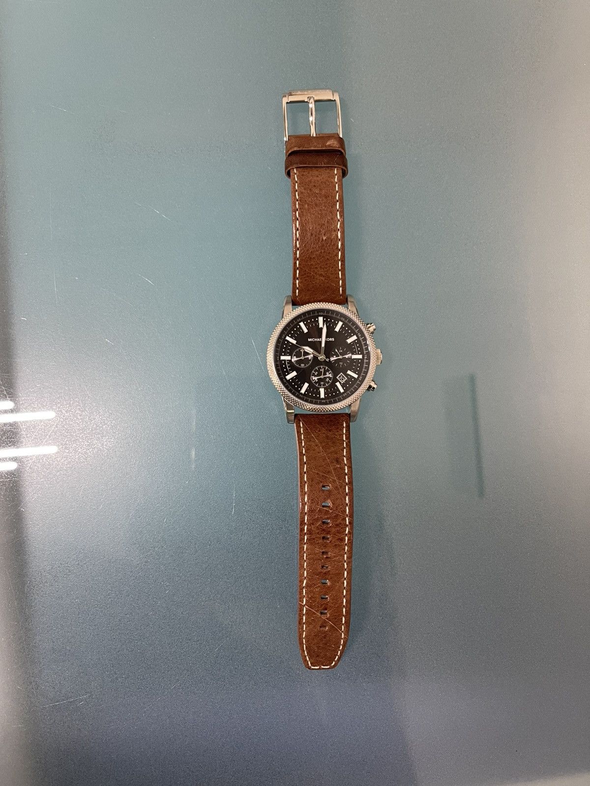 Michael Kors Michael Kors 43mm MK8309 Scout Chronograph Leather Watch Size ONE SIZE - 1 Thumbnail