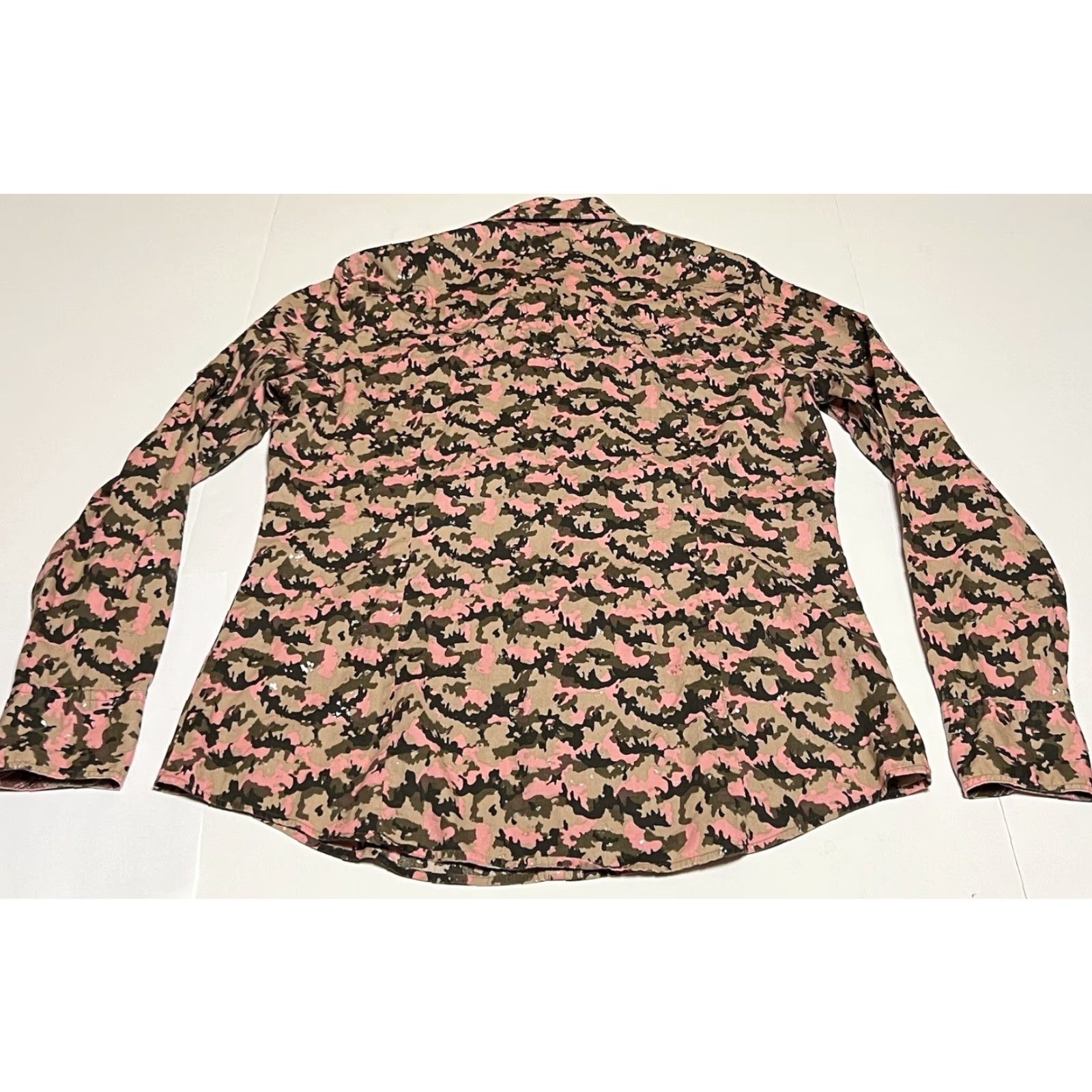 Roper Roper Long Sleeve Pearl Snap Western Shirt Juniors XL Pink Camo Silver Womens Blouse Gloss Pearl Snap Western 100% Cotton Size XL / US 12-14 / IT 48-50 - 3 Thumbnail