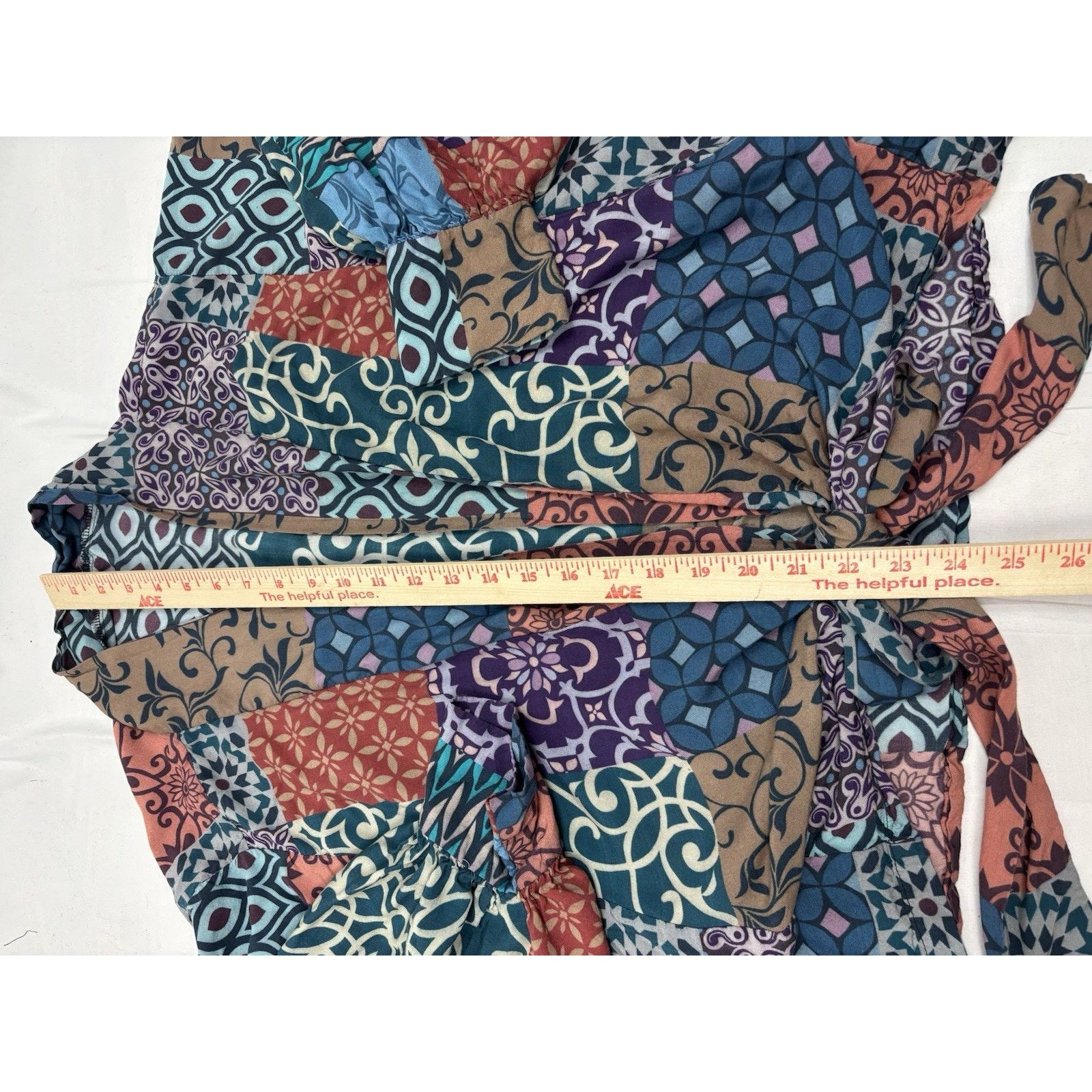 Other Mahila Kimono Wrap Top Patchwork Balloon Sleeve Tie Front OS Size ONE SIZE - 6 Thumbnail