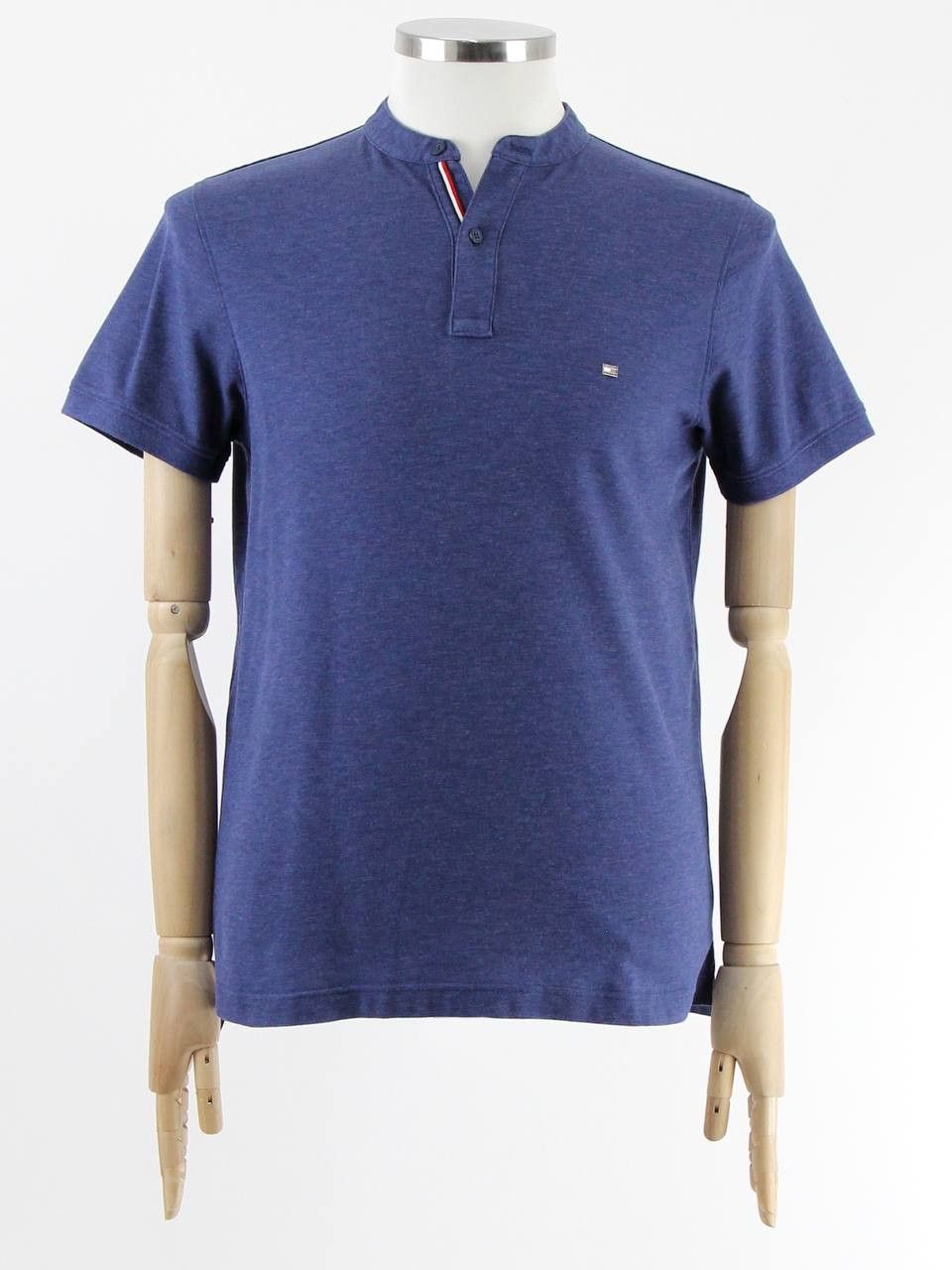 Tommy Hilfiger TOMMY HILFIGER Blue Slim Fit Shirt without Collar Size US M / EU 48-50 / 2 - 1 Thumbnail