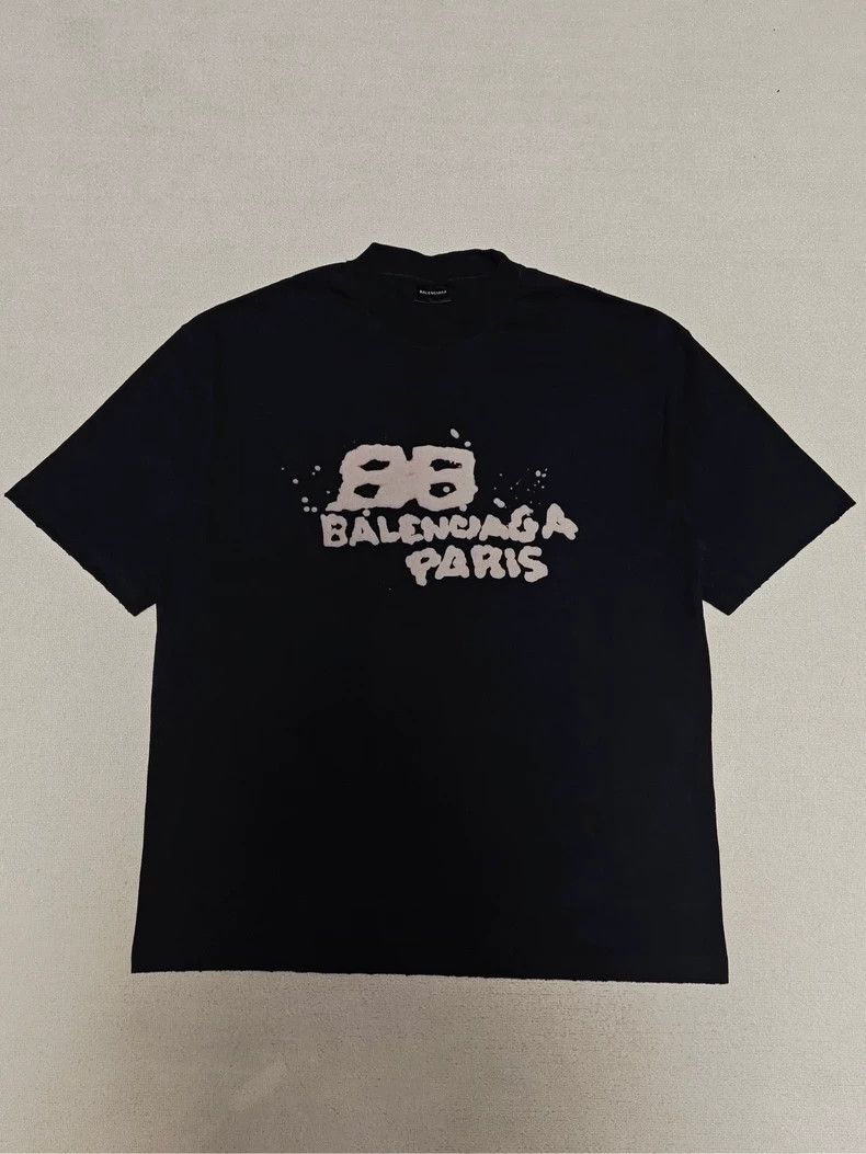 Balenciaga Balenciaga 23 SS Graffiti Splash Ink Double B Print Washed Size US XL / EU 56 / 4 - 1 Thumbnail