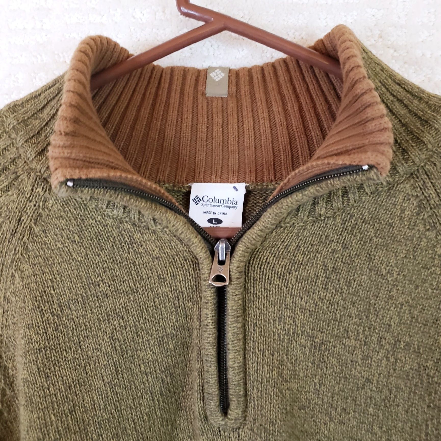 Olive Columbia Mens Size L Olive Green 1/4 Zip Pullover Sweater Knit Outdoors Mens Regular Size US L / EU 52-54 / 3 - 4 Thumbnail