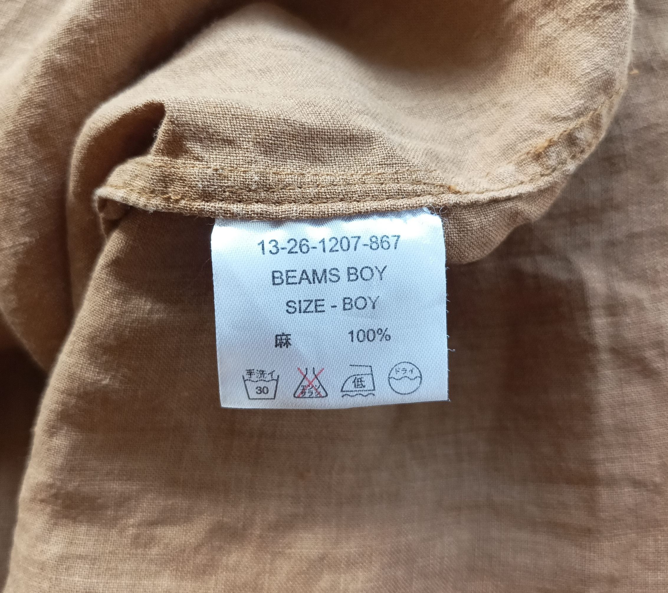 Japanese Brand (D52) Beams Boy Khaki Half Button Linen blouse Size XS / US 0-2 / IT 36-38 - 11 Thumbnail