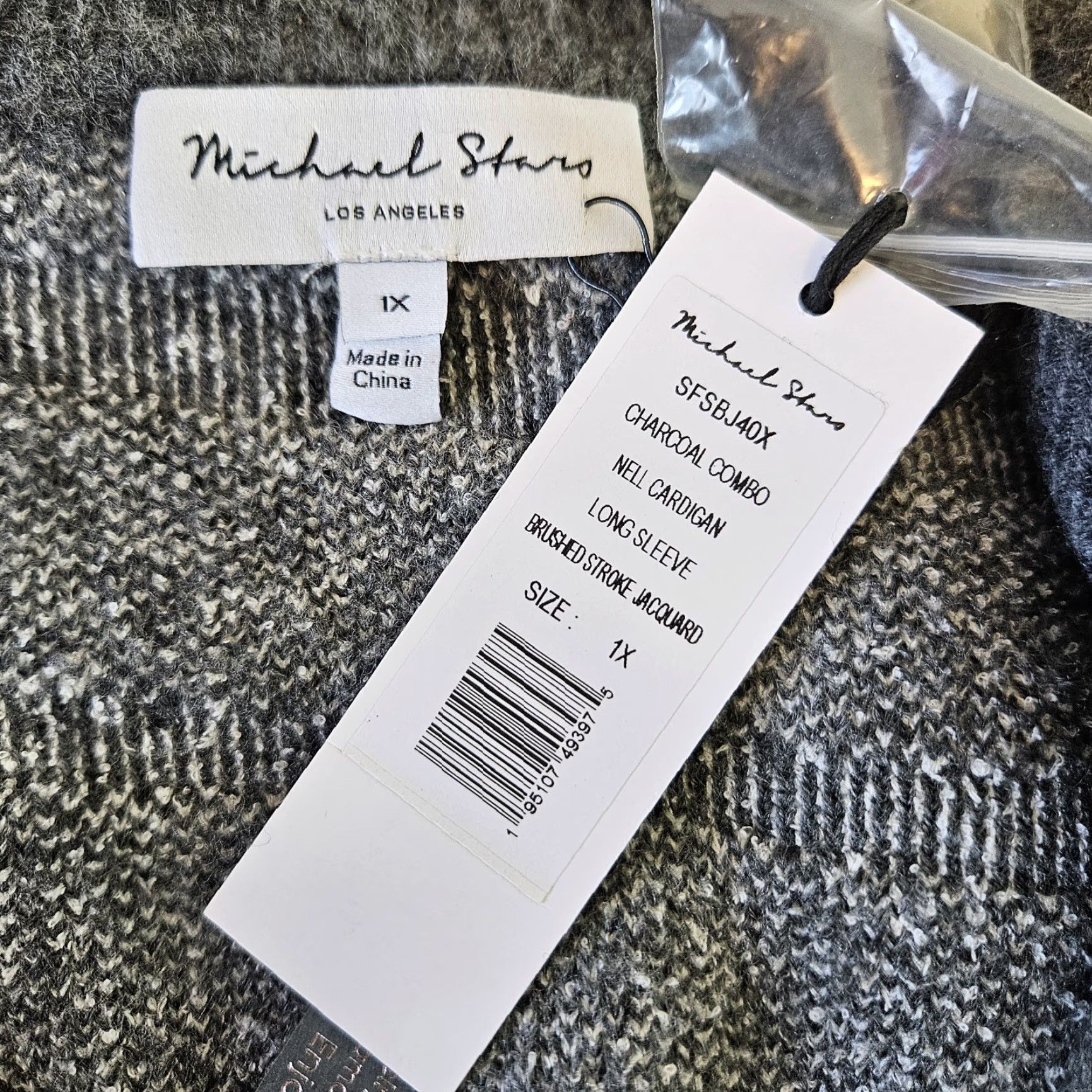Michael Stars Michael Stars Womens Nell Cardigan Sz 1X Gray Brushed Stroke Jacquard Cardigan Womens 1X Gray Michael Stars Nell Jacquard Cardigan Size XL / US 12-14 / IT 48-50 - 5 Thumbnail