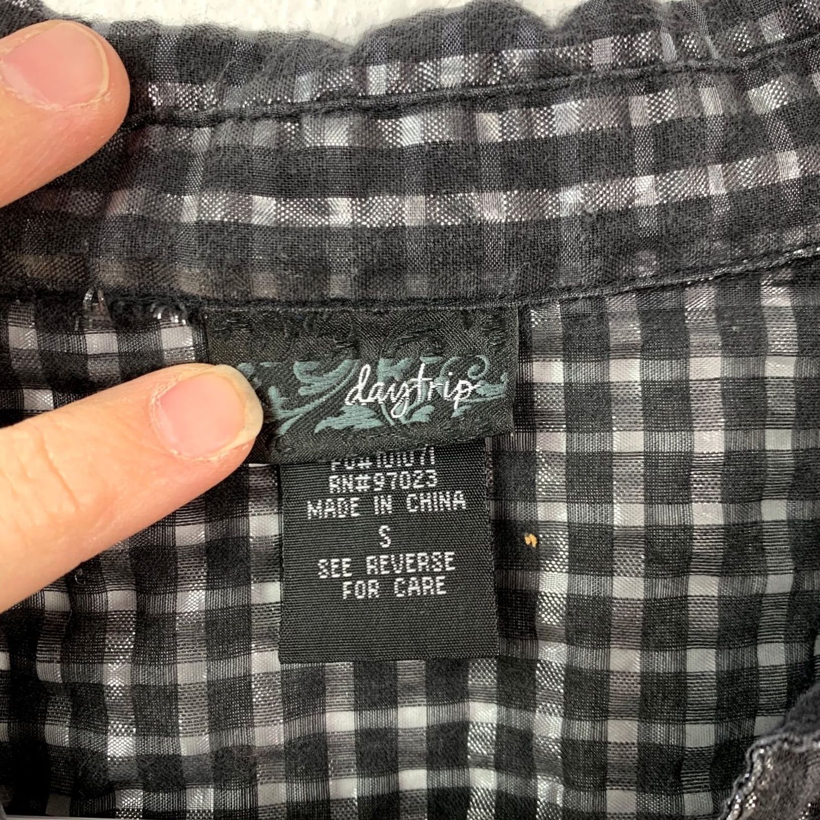 Vintage Y2K Daytrip Shirt Blouse Black White Gingham Long Sleeve Button Up Size S Size S / US 4 / IT 40 - 3 Thumbnail