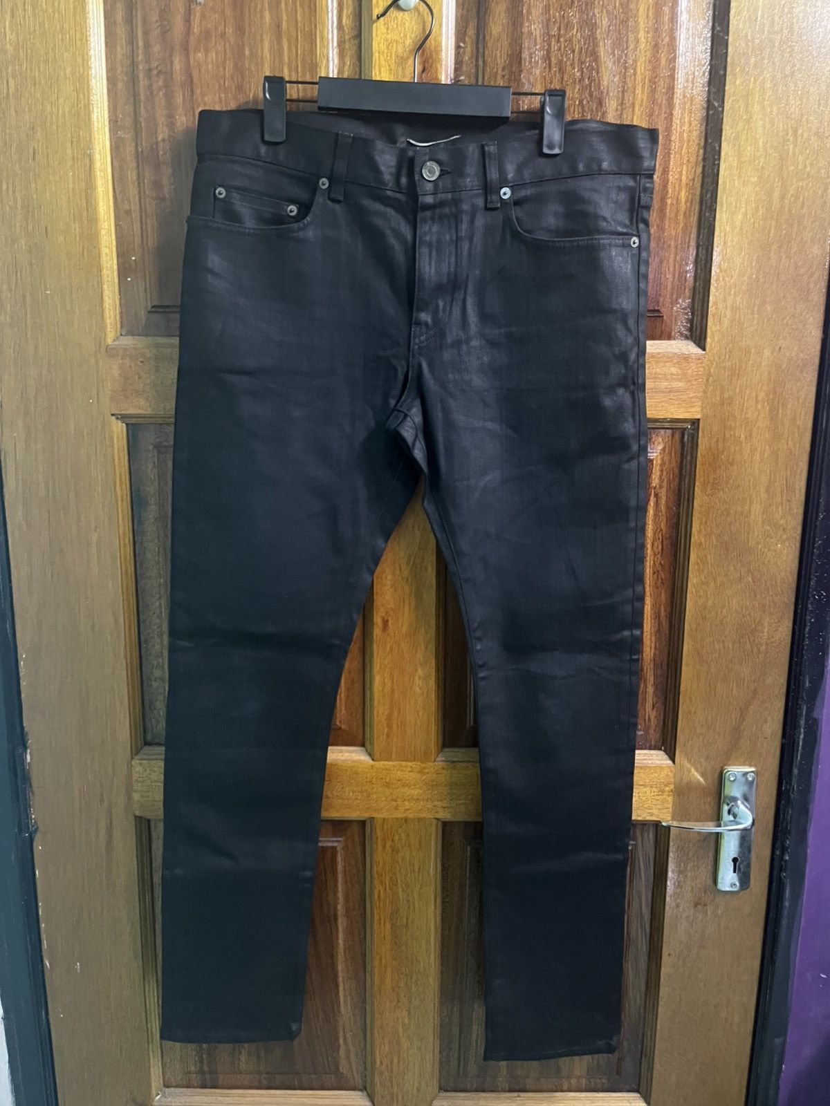 Saint Laurent Paris Saint Laurent Paris 14AW Coated Skinny Denim Pants Size US 35 - 1 Thumbnail