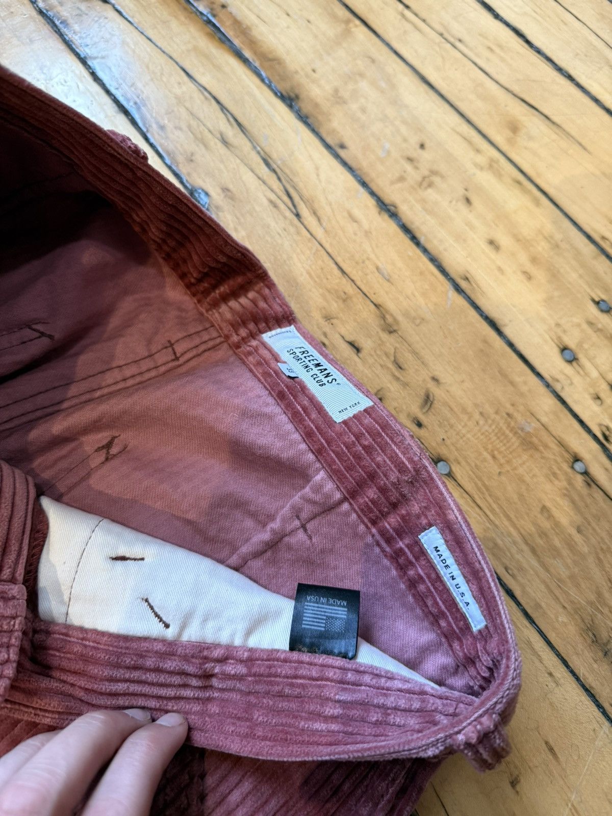 Freemans Sporting Club Pink Red Luxury Wide Corduroy Duca Visconti Painter Pant Size US 33 - 4 Thumbnail