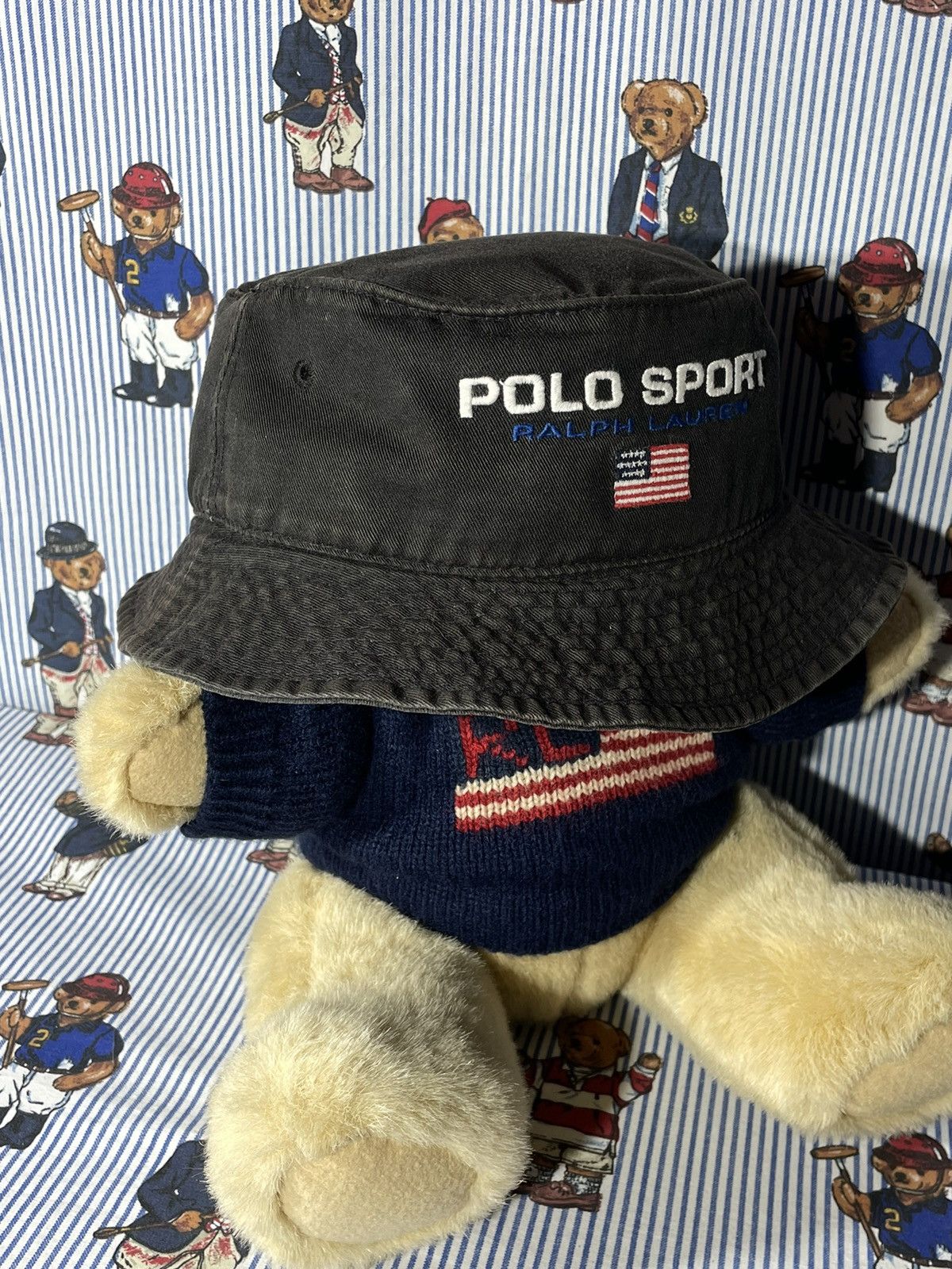 Polo Ralph Lauren × RRL Ralph Lauren × Ralph Lauren Bucket Polo Sport Spell Out OG Vintage Size ONE SIZE - 5 Thumbnail