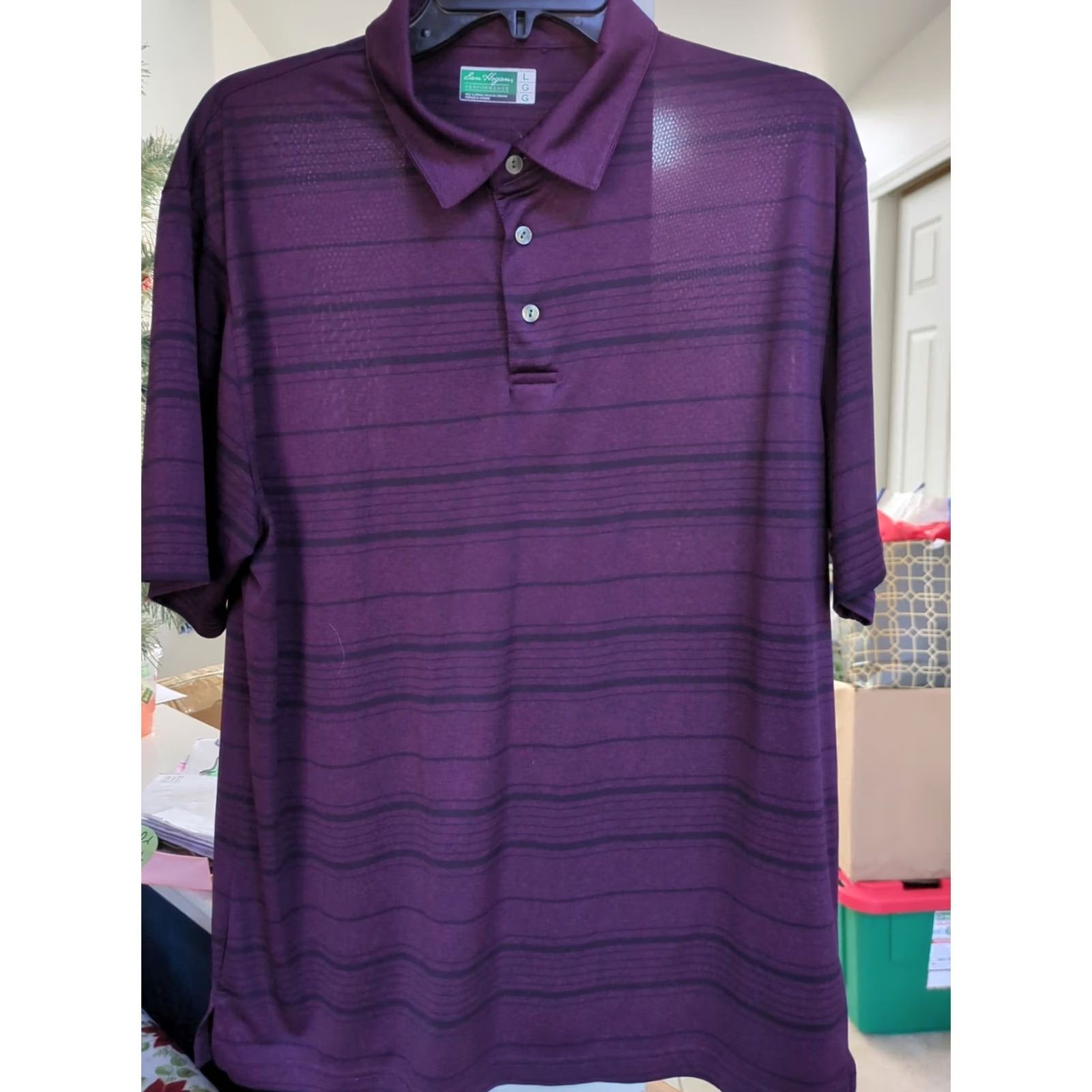 Hogan Ben Hogan Performance Polo Shirt Mens L Purple/Black Stripe Polo Shirt Size US L / EU 52-54 / 3 - 2 Thumbnail