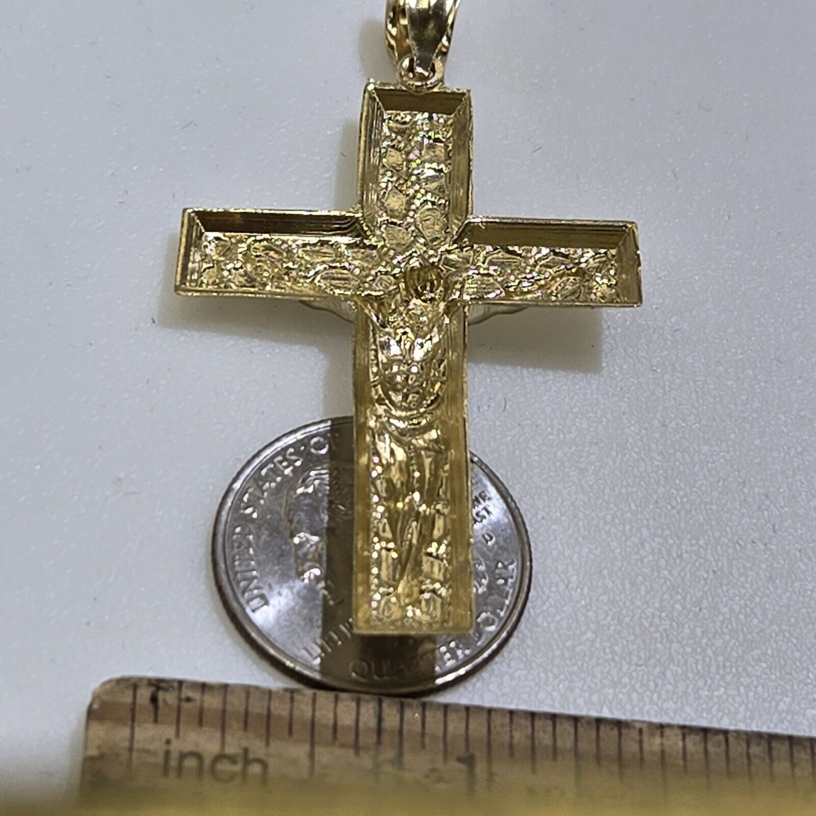 Real 10k Gold nugget Jesus Crucifix Cross Pendant charm