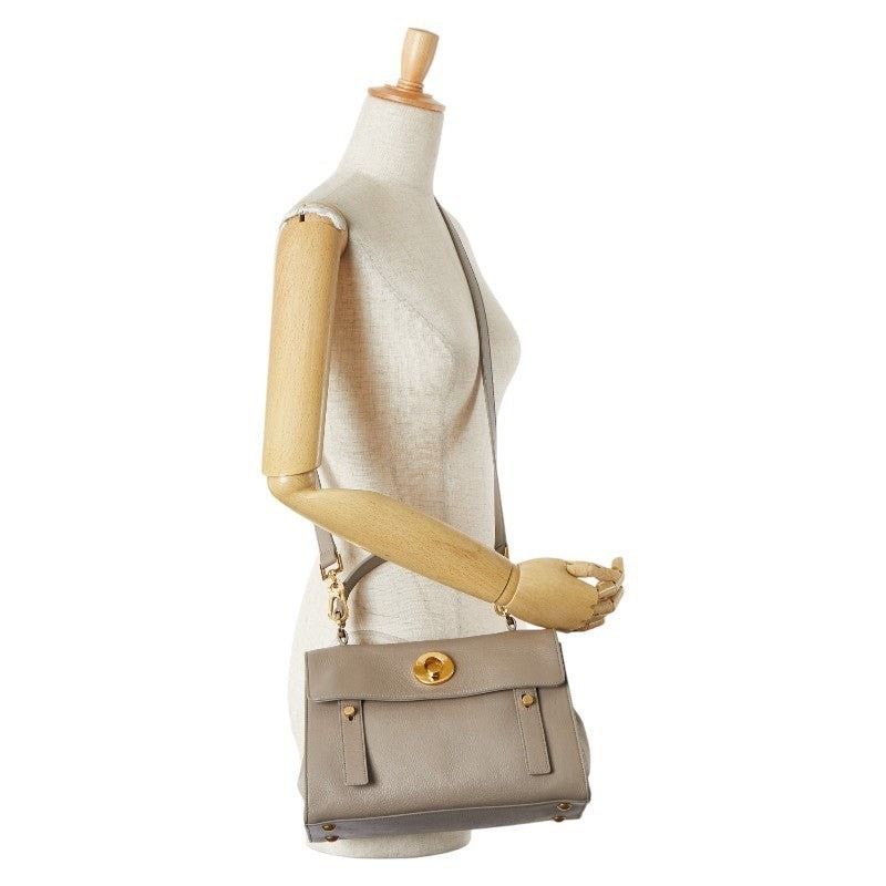 Saint Laurent Paris Saint Laurent Leather Canvas Muse Two Shoulder Bag Gray Size ONE SIZE - 16 Thumbnail