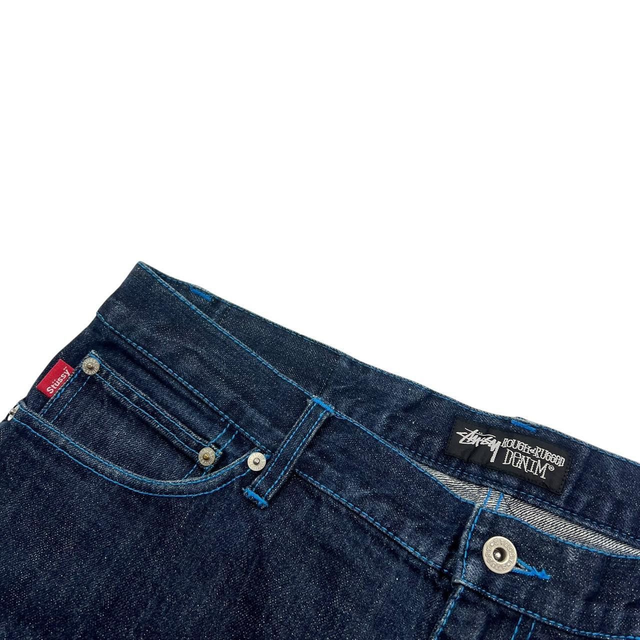Stussy Vintage 2000s Stussy Spellout Denim Shorts / Jorts Waist 38 Size US 38 / EU 54 - 4 Thumbnail