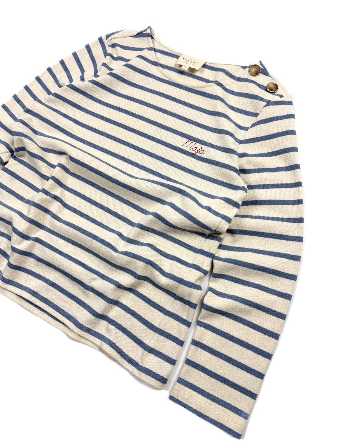 Sezane Sezane Colette Mariniere Striped Long Sleeve Top Designer Size XS / US 0-2 / IT 36-38 - 5 Thumbnail