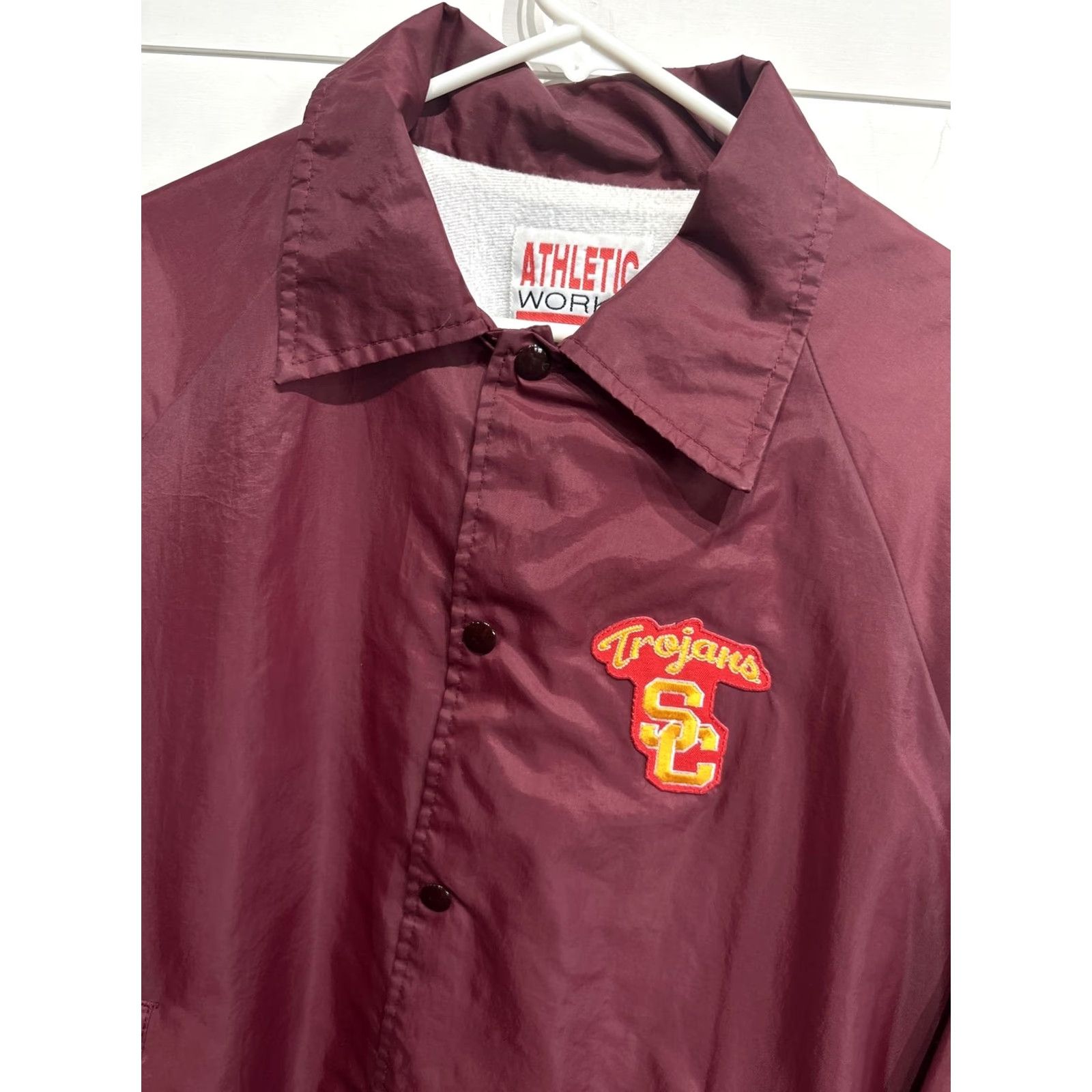 NCAA VINTAGE USC Trojans Jacket Mens Large Nylon Satin Quilted 80s Coat Maroon Sportswear USC Mens L Size US L / EU 52-54 / 3 - 2 Thumbnail