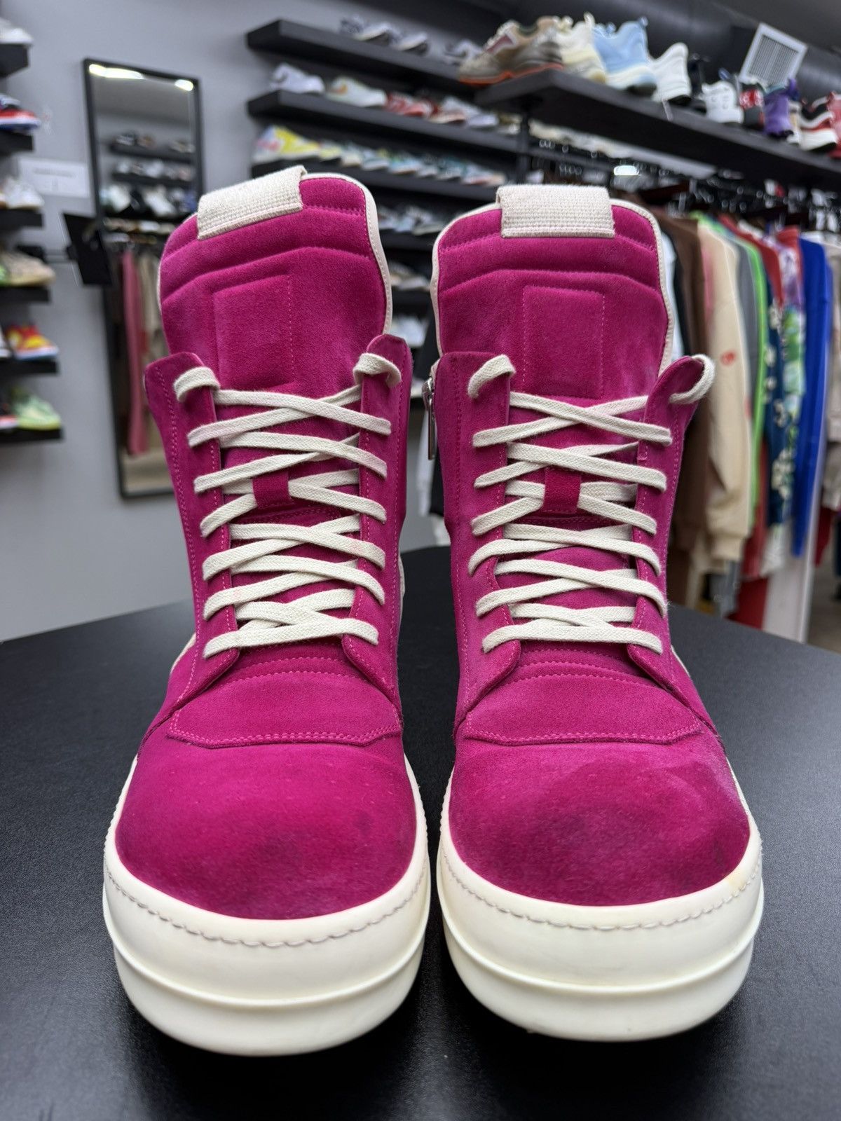 Rick Owens Size 11.5US/44.5EU - Rick Owens Geobasket Hot Pink Suede Size US 11.5 / EU 44-45 - 2 Thumbnail