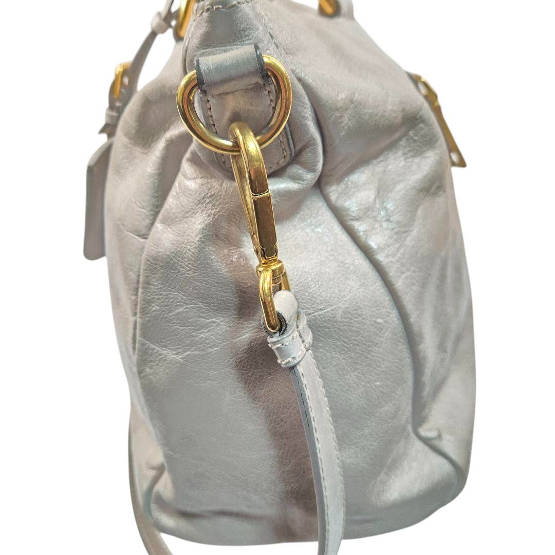 Prada Prada - Saffiano Handbag Gray Leather Gold Hardware Shoulder Size ONE SIZE - 6 Thumbnail
