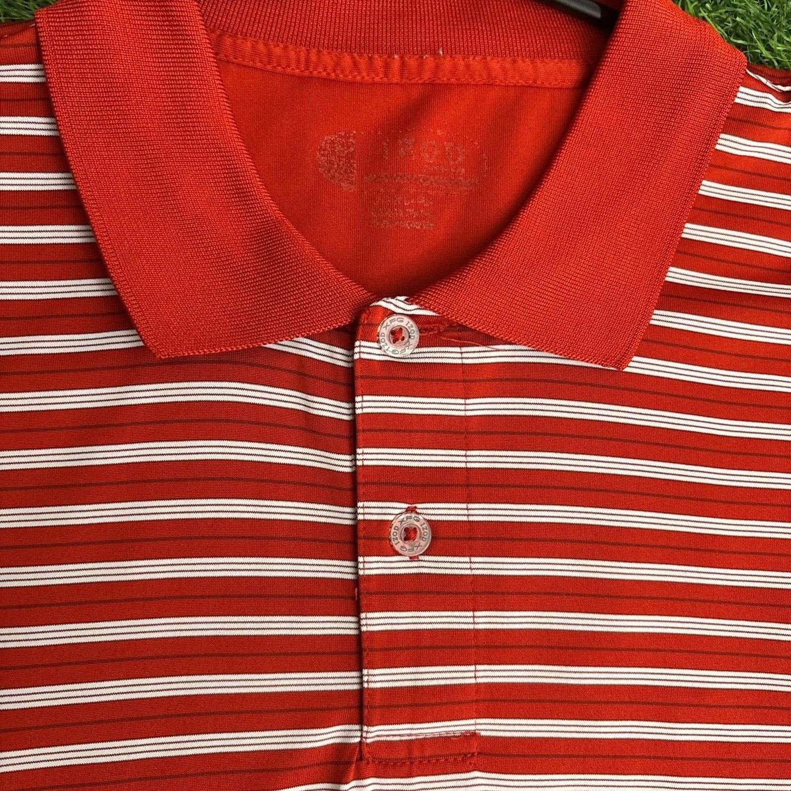 Izod Men's Red/White Striped Izod Polo Collared Shirt Size US XL / EU 56 / 4 - 3 Thumbnail