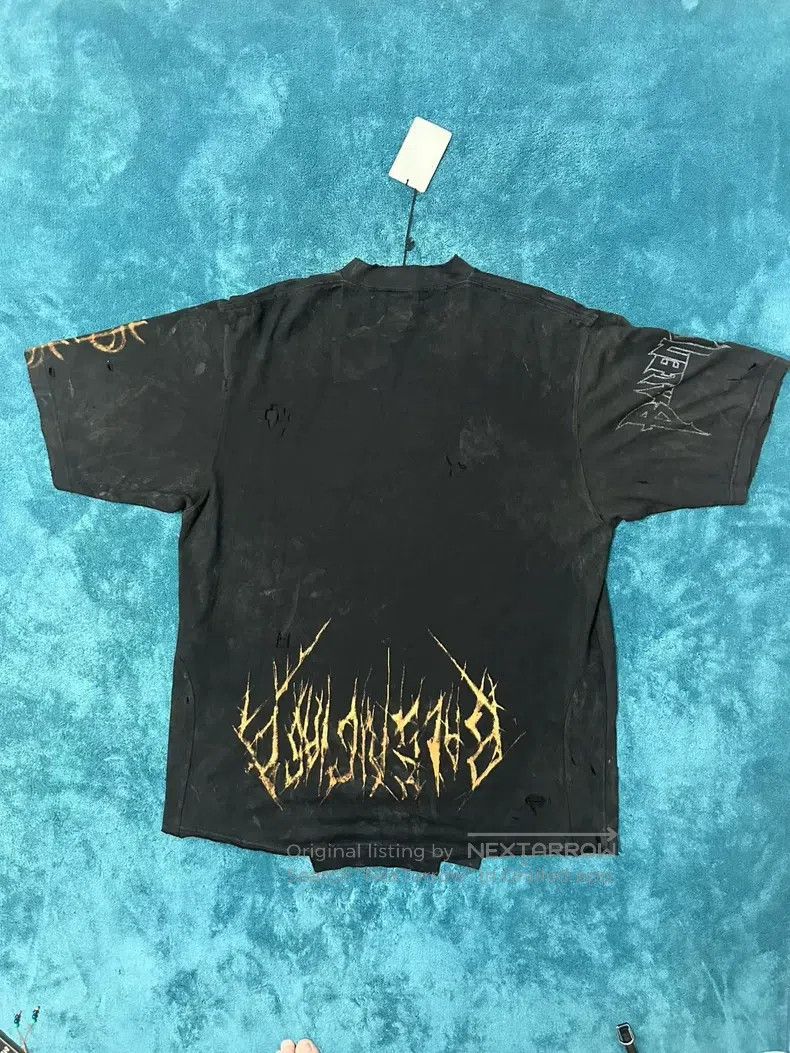 Balenciaga Black Distressed Inverted Eiffel Tower Short Sl