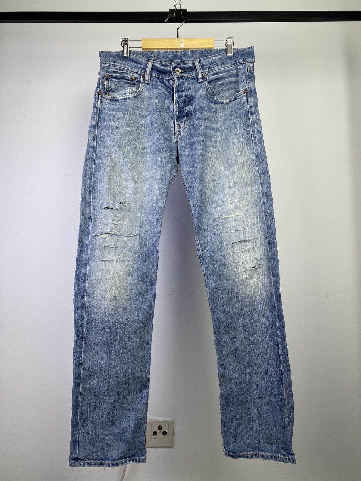 Polo Ralph Lauren Polo Ralph Lauren Distressed Slim Straight Denim Japan Size US 32 / EU 48 - 1 Thumbnail