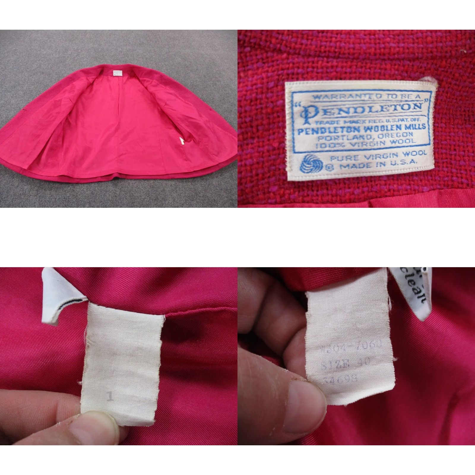 Pendleton VINTAGE Pendleton Jacket Womens Blazer 40 Wool Tweed One-Button Pink Wool USA Made 90s Women Blazer Size S / US 4 / IT 40 - 8 Thumbnail