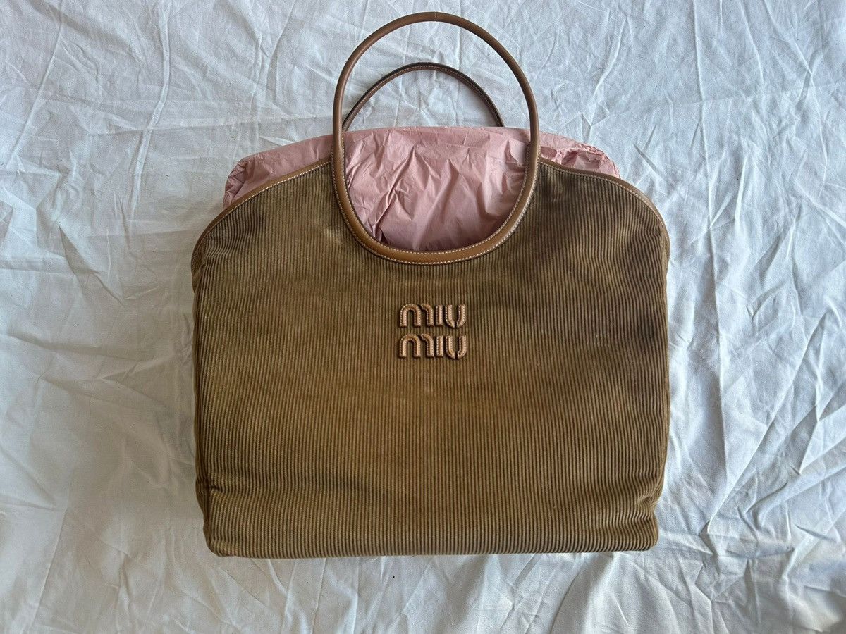 Miu Miu Ivy Corduroy Shopping Bag Cinnamon