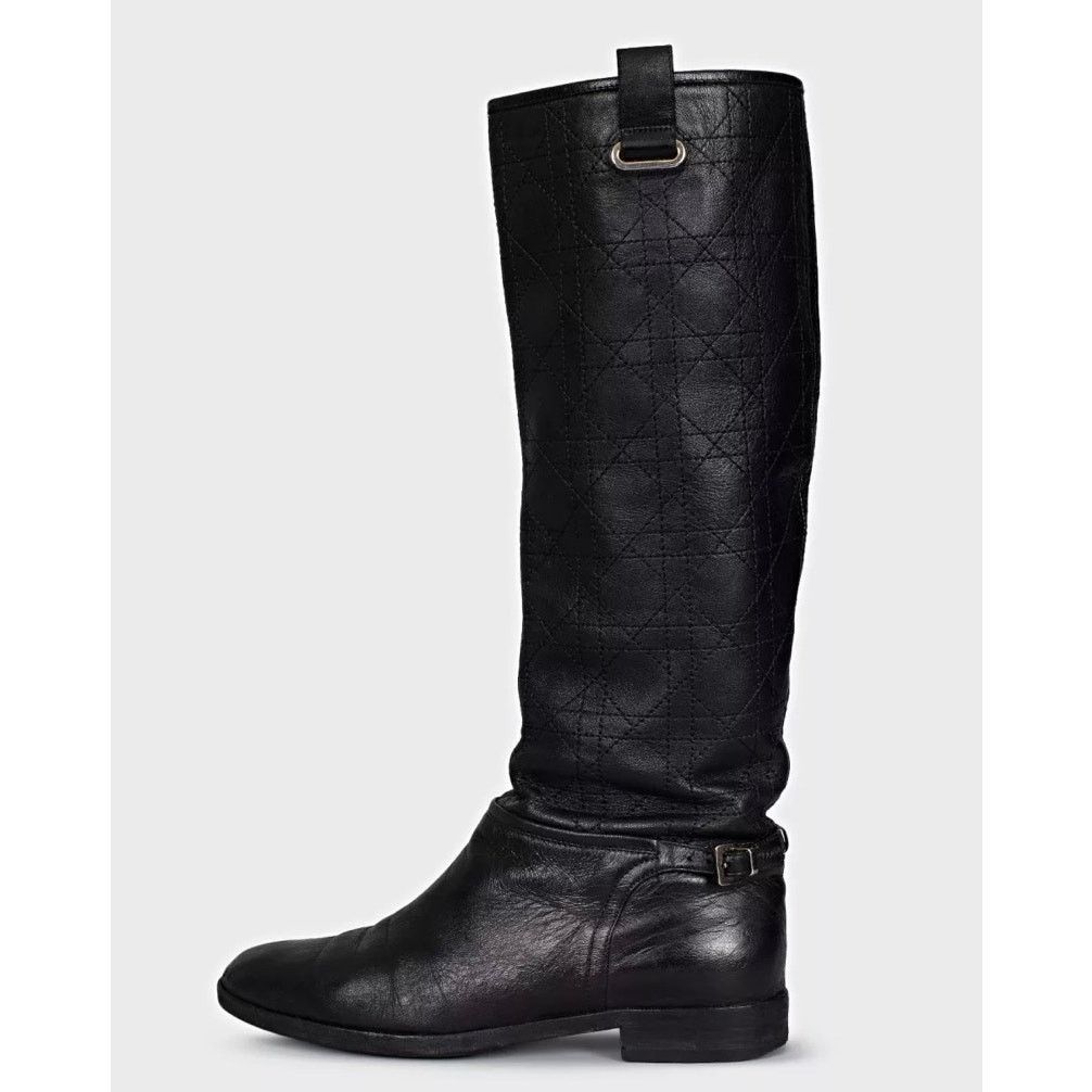 Dior Christian Dior Quilted Flat Boots - Black Leather EU 37.5 Size US 6.5 / IT 36.5 - 1 Thumbnail