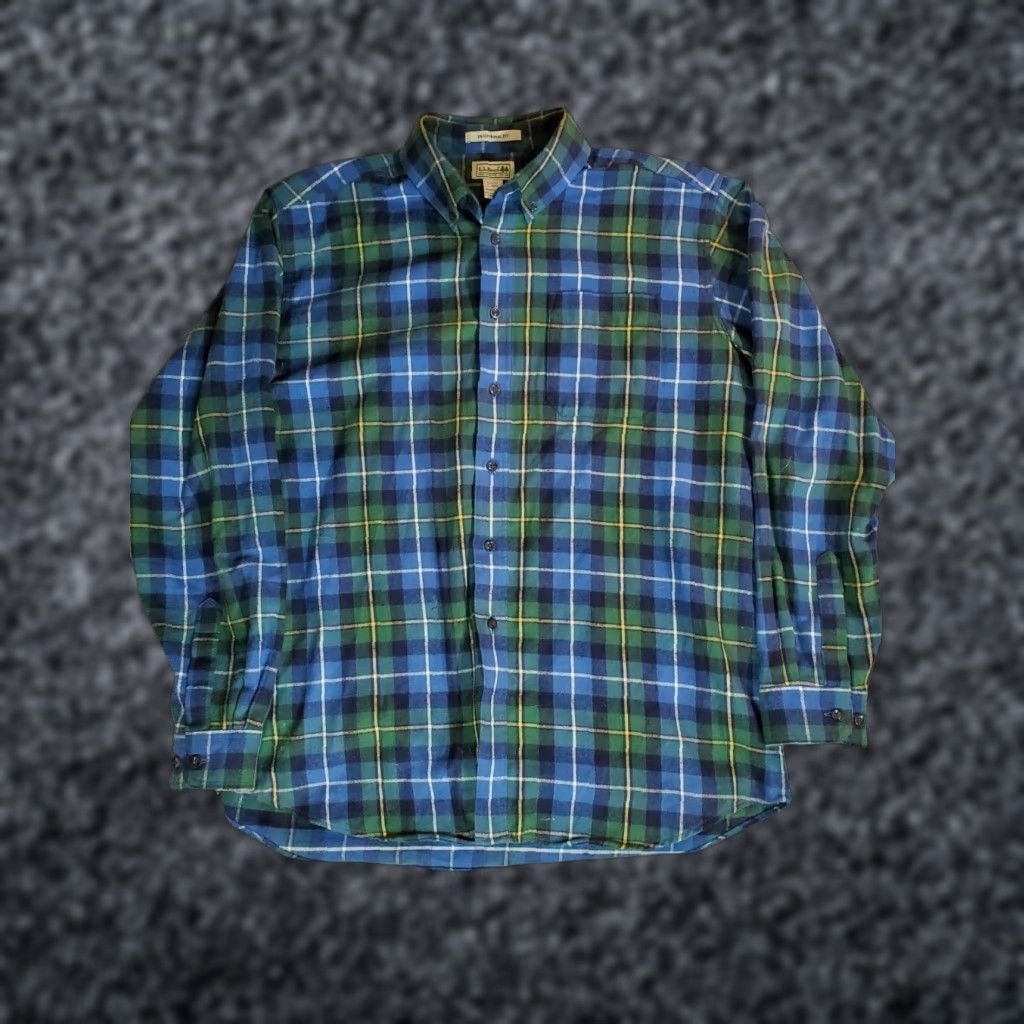 Vintage VINTAGE L.L. Bean Plaid Shirt Mens Size L Reg Blue & Green 100% Cotton Flannel Button-Up | Button-Down | All Seasons | Classic Outdoor Mens Size US L / EU 52-54 / 3 - 1 Thumbnail