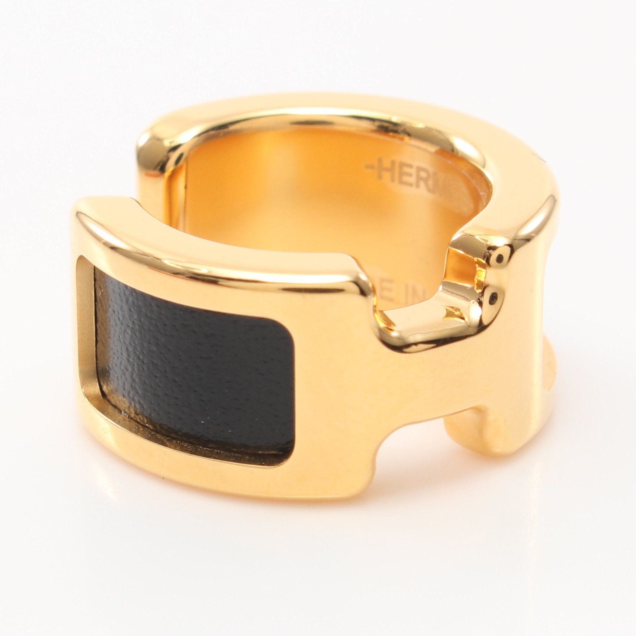 Hermes Hermes Olymp Pm Ear Cuff Gp Leather Gold Black Size ONE SIZE - 1 Thumbnail