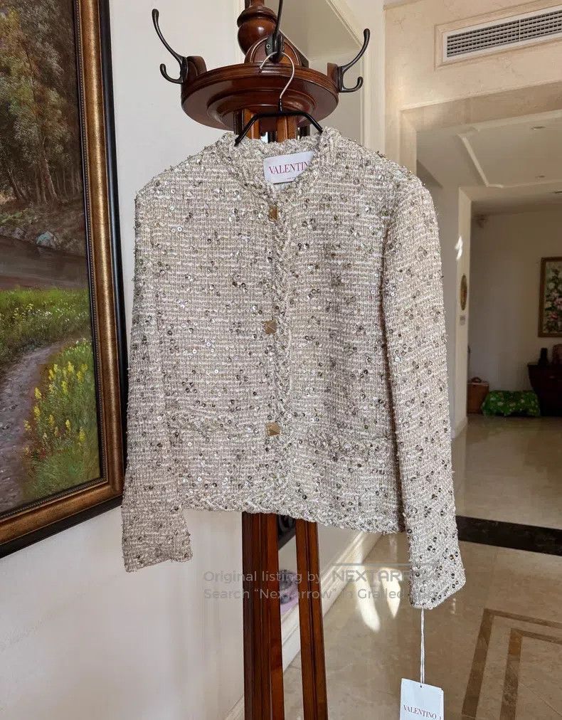 Valentino Valentino Gold sequin tweed coat Size M / US 6-8 / IT 42-44 - 1 Thumbnail