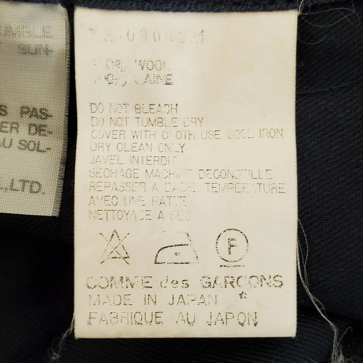 Comme des Garcons Homme Plus Casual Pants full length 1 tuck plain zip fly wool Dark Navy Size US 30 / EU 46 - 5 Thumbnail