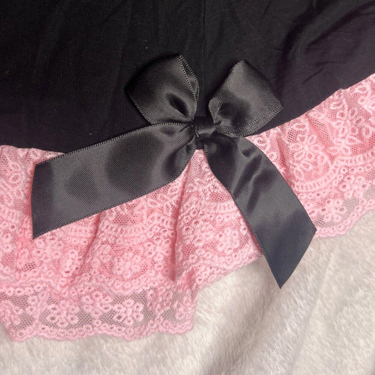 Designer Black Pink Ruffle Dress Wicked Not Your Girl Babydoll Dress Size S / US 4 / IT 40 - 3 Thumbnail