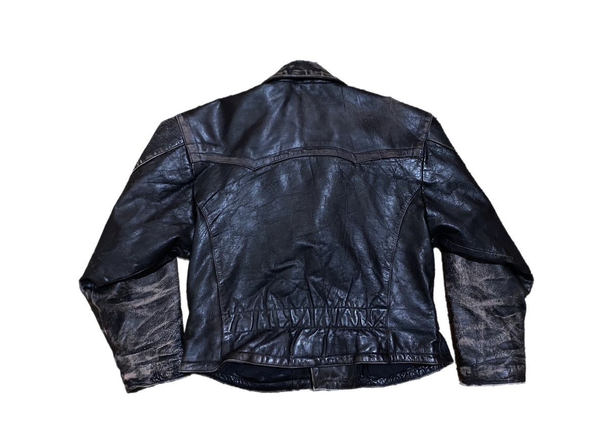 Vintage Retro style 50s Motorcycle Distressed Leather Biker Jacket Size US XL / EU 56 / 4 - 7 Thumbnail