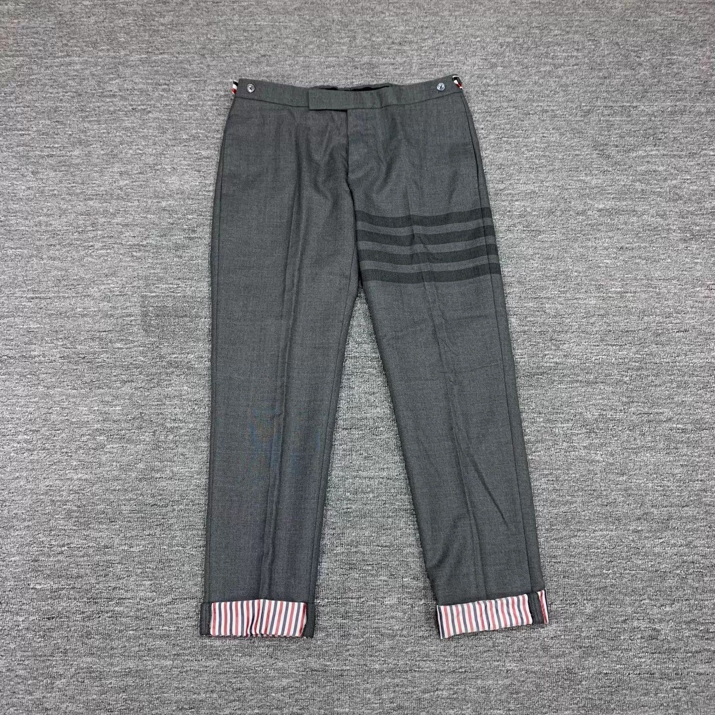 Thom Browne Gray Striped Cuff Casual Pants Size 30 Size US 30 / EU 46 - 1 Thumbnail