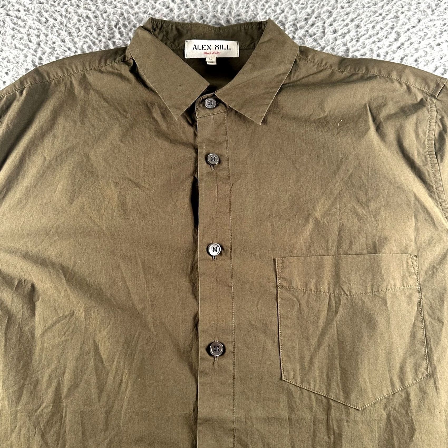 Alex Mill Alex Mill Shirt Mens L Olive Wash & Go 100% Cotton Button Up Long Sleeve Pocket Size US L / EU 52-54 / 3 - 2 Thumbnail