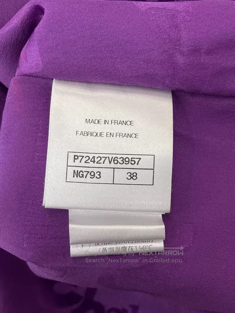 Chanel Chanel Purple silk lotus leaf dark pattern logo dress Size XS / US 0-2 / IT 36-38 - 5 Thumbnail