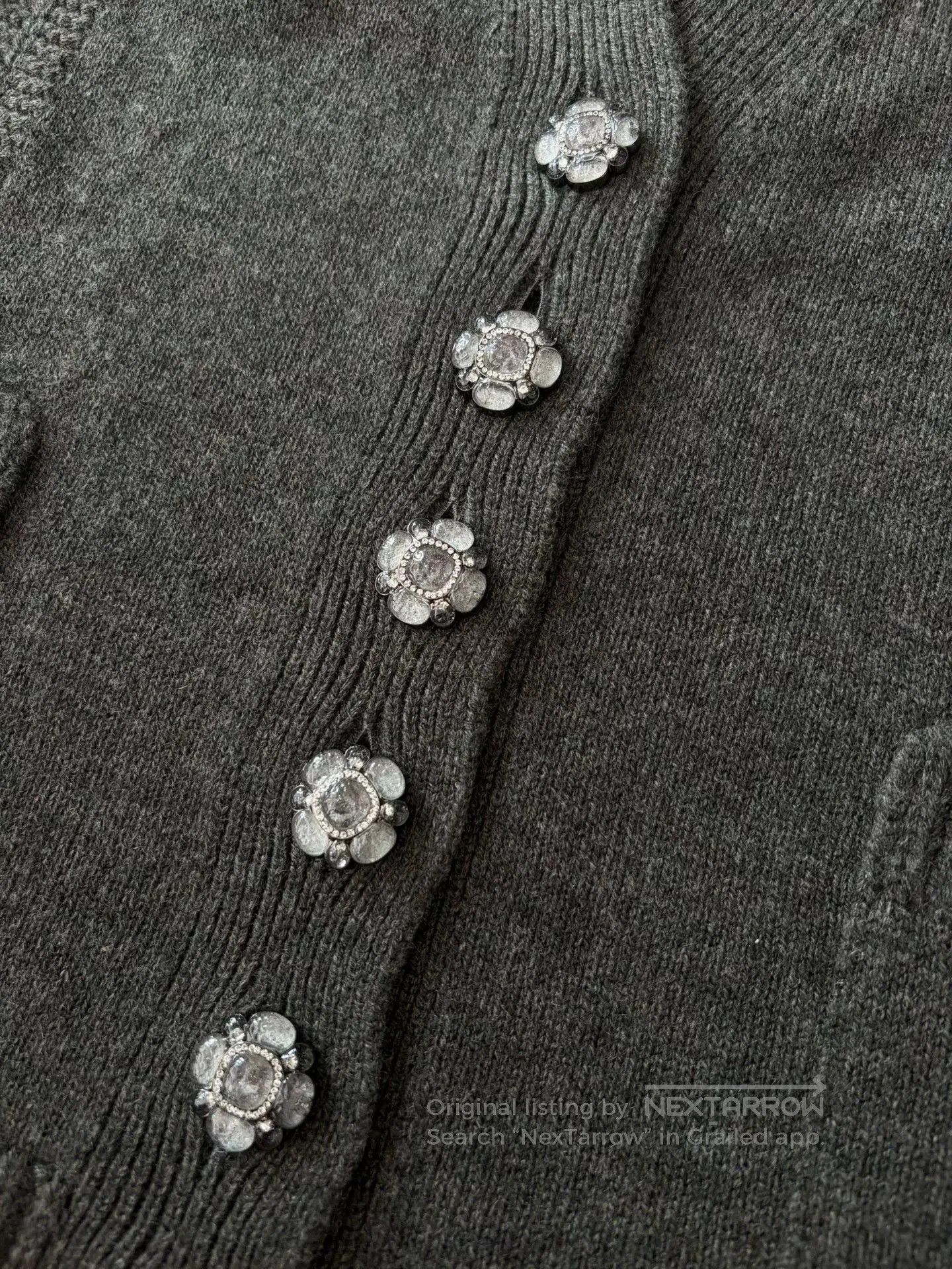 Chanel Chanel Gray Green Floral Crystal Button Vest. Size US XS / EU 42 / 0 - 3 Thumbnail