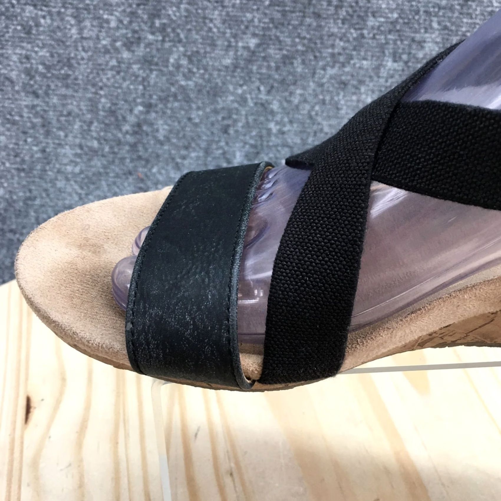 Vintage LifeStride Sandals Womens 7.5 M Black Wedge Slingback Crisscross Strap Comfort Size US 8 / IT 38 - 4 Thumbnail
