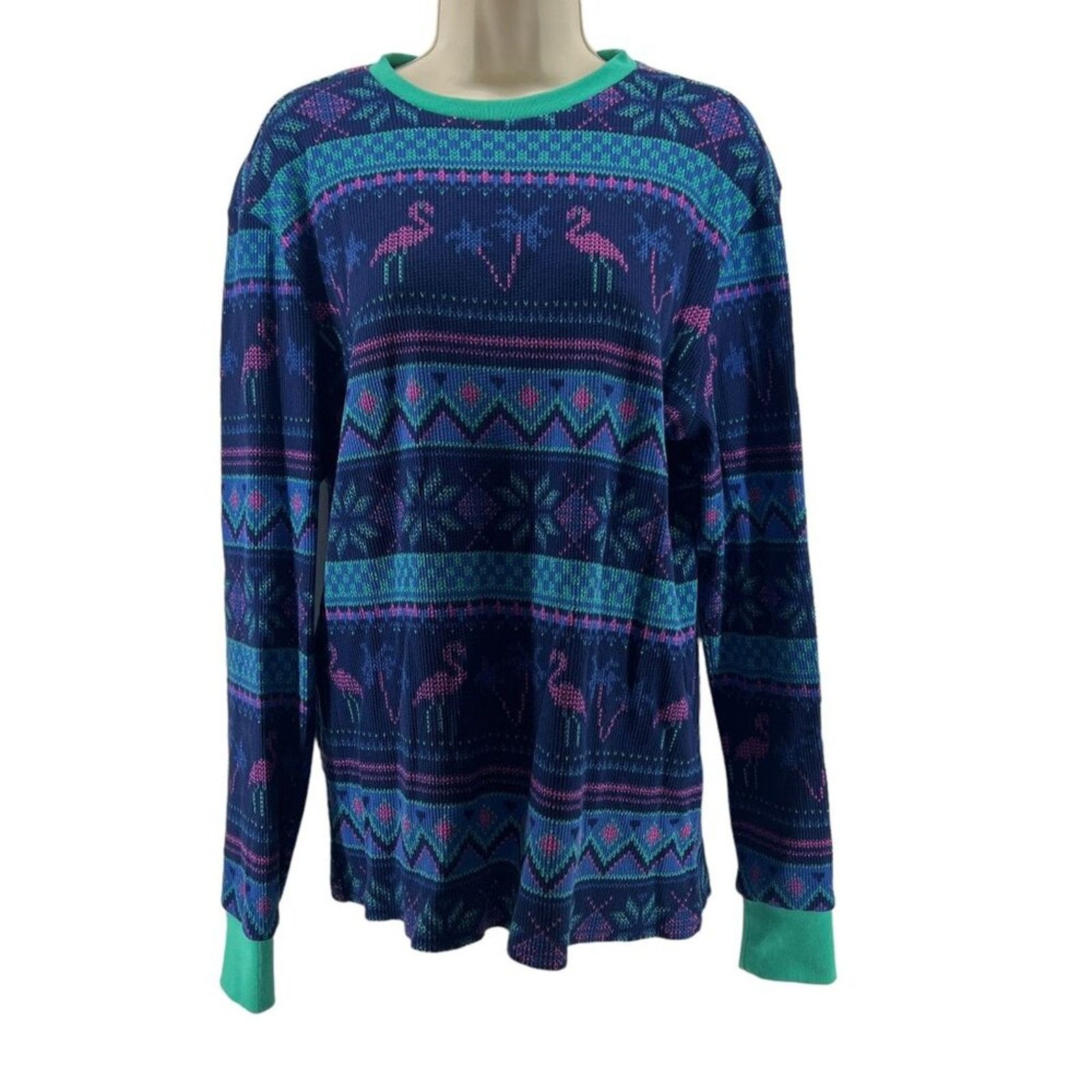 Chubbies Chubbies The Snowbirds Flamingo Waffle Sleep Shirt Blue Pink Size US L / EU 52-54 / 3 - 1 Thumbnail