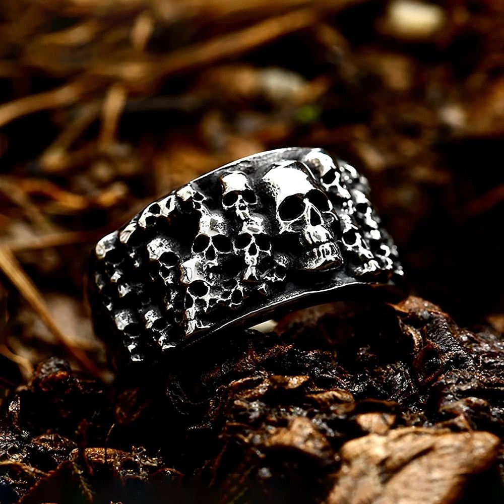 Jewelry Vintage Black Skull Ring Size ONE SIZE - 5 Thumbnail