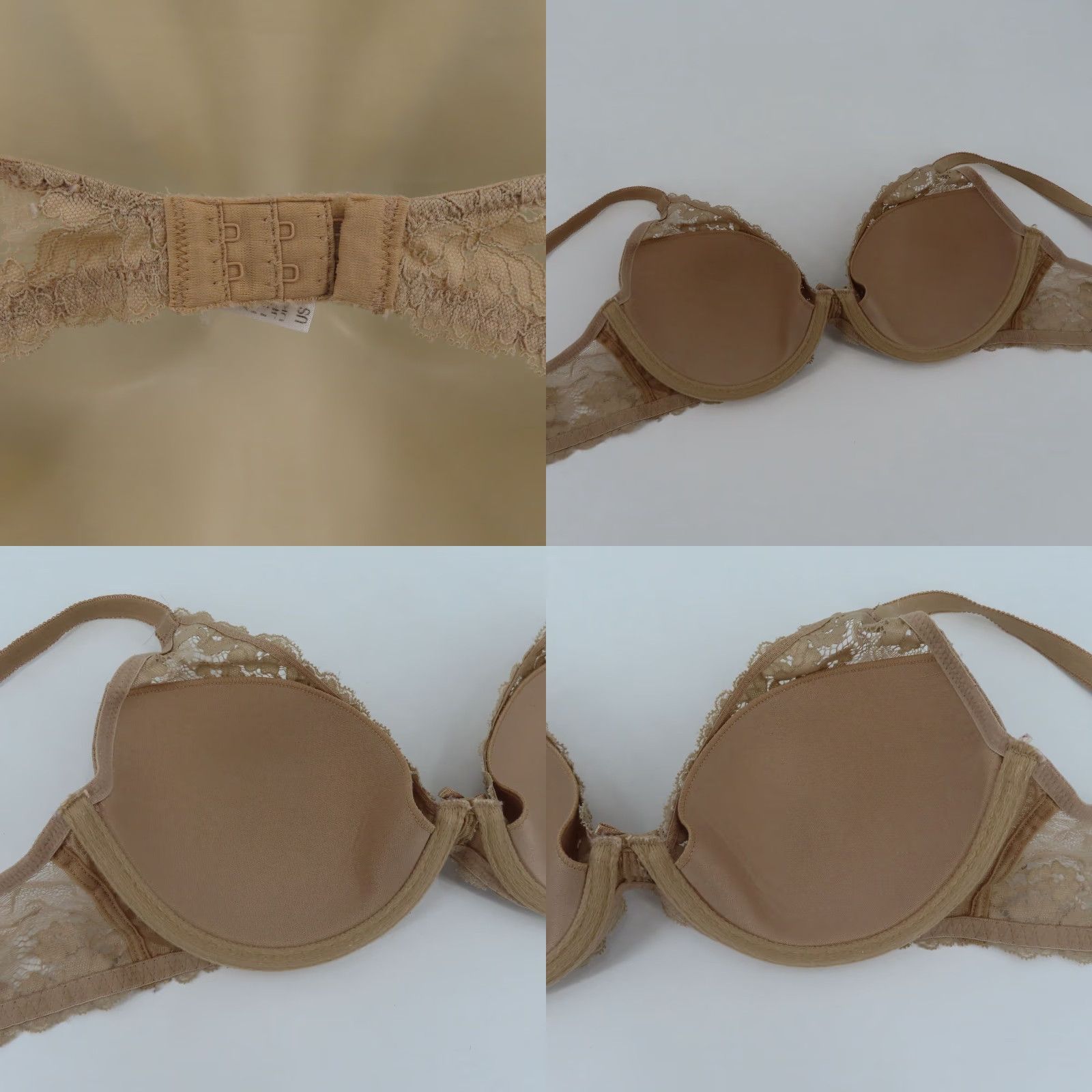 Vintage B Temptd Wacoal 36B Insta Ready Plunge Bra 953229 Beige Lace Underwire Solid Beige Opaque T-Shirt Bra Womens Size ONE SIZE - 8 Thumbnail