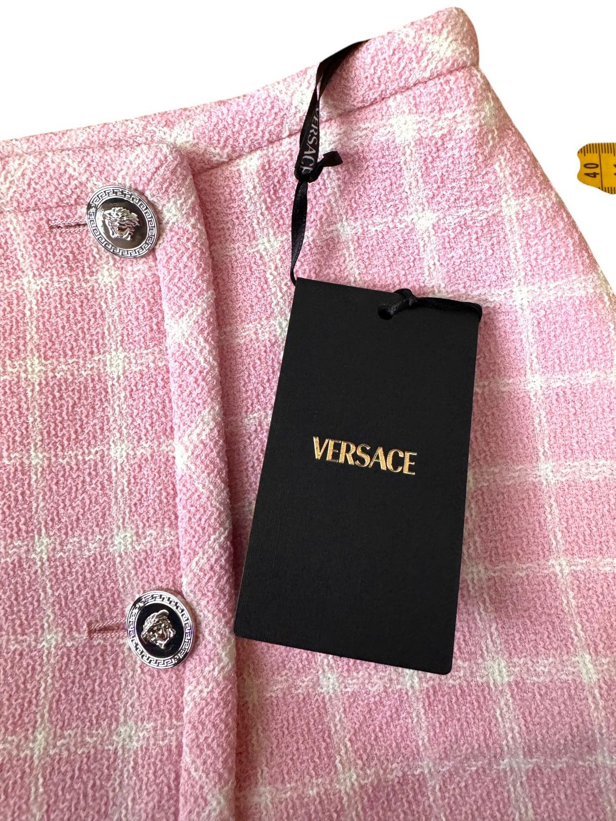 Versace Versace Pink Tweed Mini Skirt Medusa Buttons – Size IT 38 Size 26" / US 2 / IT 38 - 8 Thumbnail