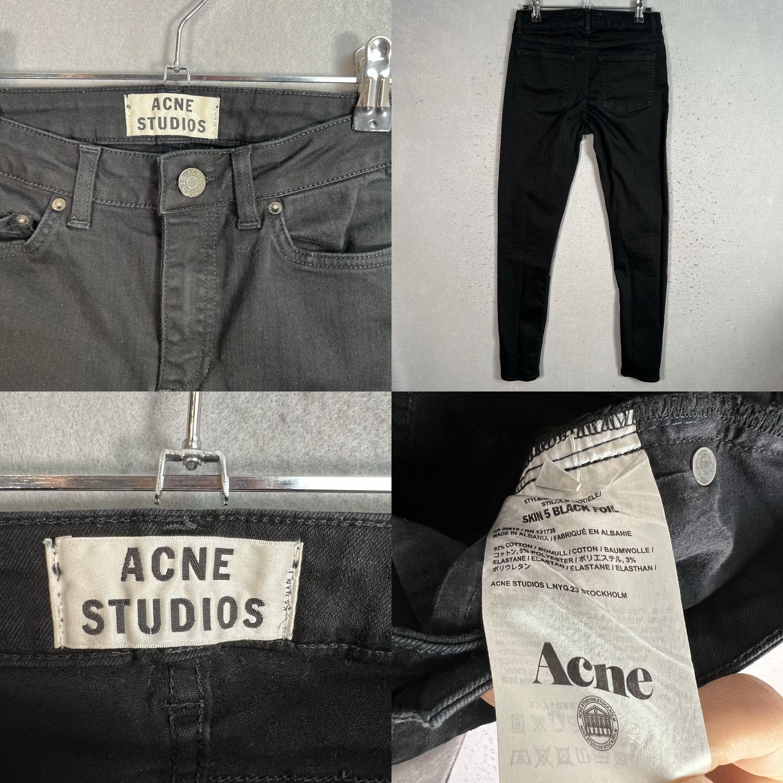 Acne Studios Acne Studios Skin 5 Jeans Women Denim Skinny 28x34 Black Foil W28 L34 Adult Womens Size 28" / US 6 / IT 42 - 8 Thumbnail